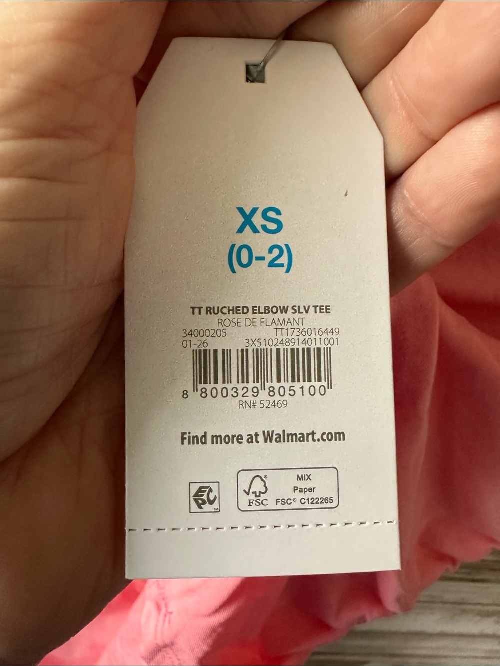 🌸 NWT Time and Tru Ruched Sleeve Tee Top Pink XS (0-2) - Picture 5 of 7